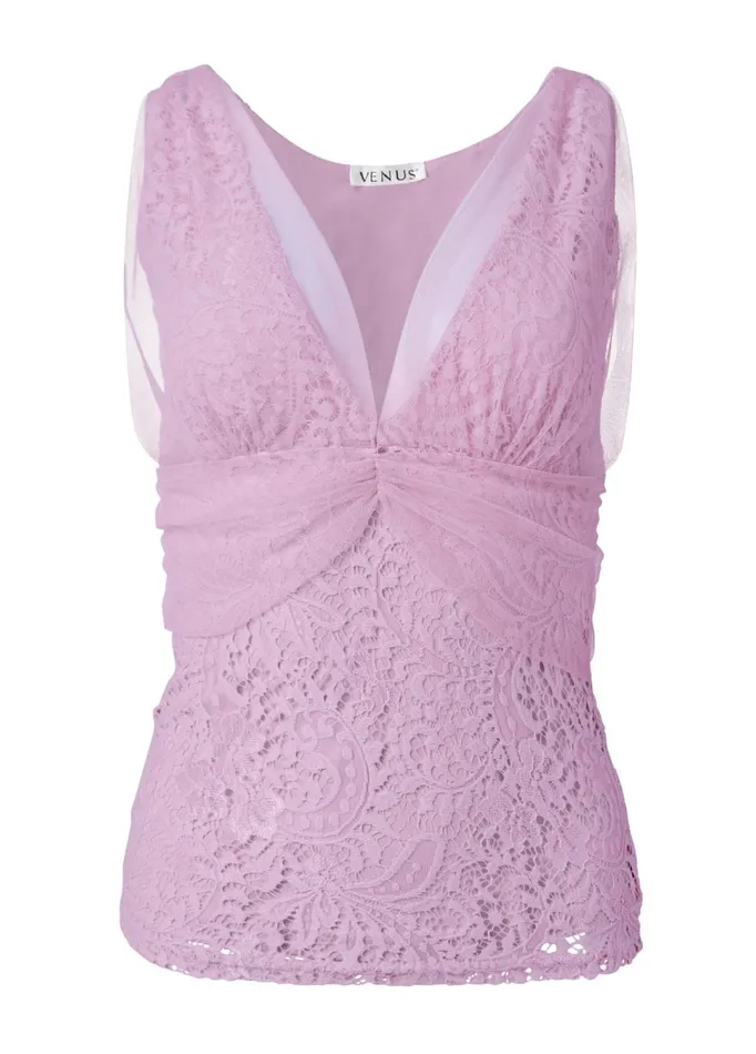 MESH OVERLAY LACE TOP Lilac Women VENUS Night Out Tops