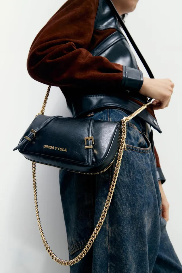 Mini Black Leather Crossbody Bag Black Women Bimba Y Lola Crossbody Bags
