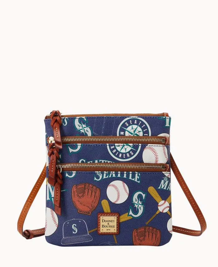 MLB Mariners N S Triple Zip Crossbody Mariners Woman Dooney and Bourke Crossbodies MLB Mariners N S Triple Zip Crossbody Mariners Woman Dooney and Bourke Crossbodies