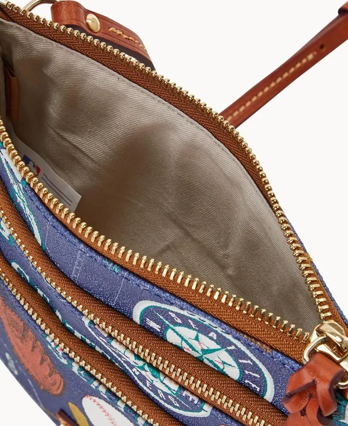MLB Mariners N S Triple Zip Crossbody Mariners Woman Dooney and Bourke Crossbodies MLB Mariners N S Triple Zip Crossbody Mariners Woman Dooney and Bourke Crossbodies