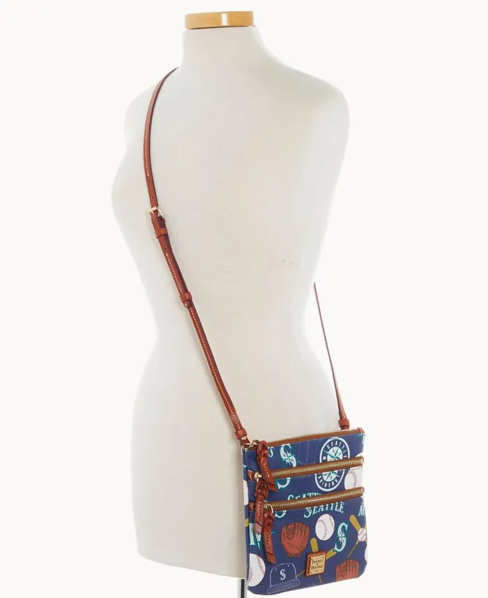 MLB Mariners N S Triple Zip Crossbody Mariners Woman Dooney and Bourke Crossbodies MLB Mariners N S Triple Zip Crossbody Mariners Woman Dooney and Bourke Crossbodies