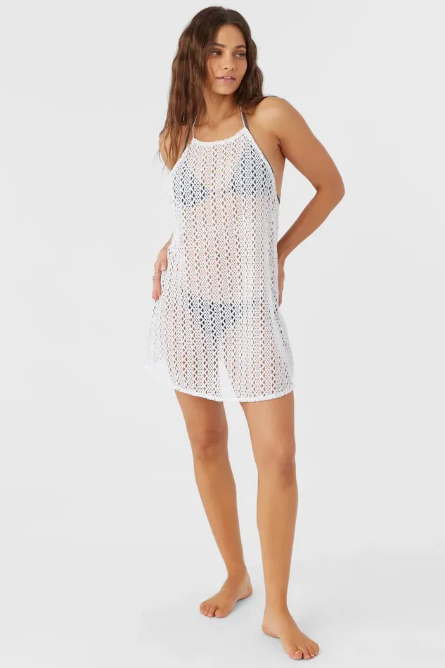MONA MINI CROCHET LACE COVERUP DRESS White Women O039NEILL Swim