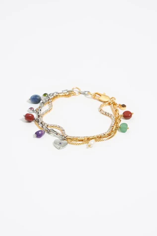 Multilayer Stones And Crystals Bracelet Gold Women Bimba Y Lola Jewelry Multilayer Stones And Crystals Bracelet Gold Women Bimba Y Lola Jewelry