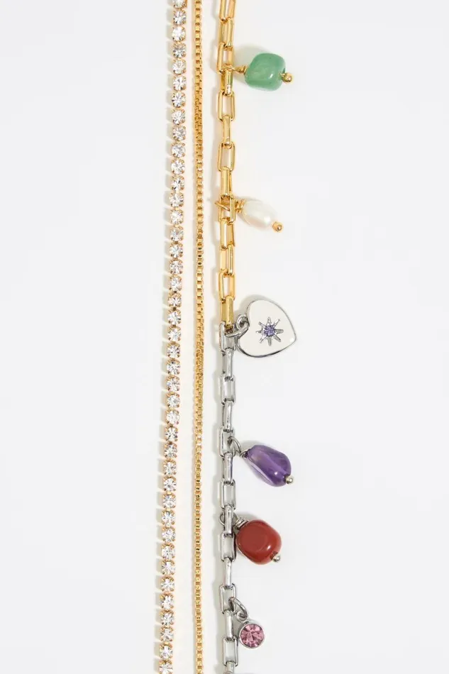 Multilayer Stones And Crystals Bracelet Gold Women Bimba Y Lola Jewelry Multilayer Stones And Crystals Bracelet Gold Women Bimba Y Lola Jewelry