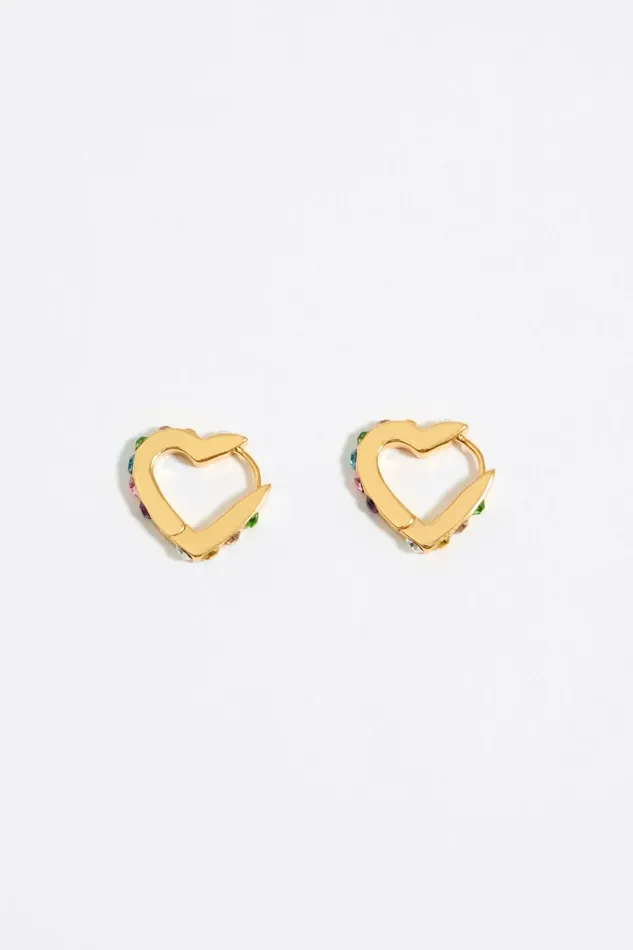 Multicolor Crystals And Heart Mini Hoop Earrings Multigold Women Bimba Y Lola Jewelry Multicolor Crystals And Heart Mini Hoop Earrings Multigold Women Bimba Y Lola Jewelry