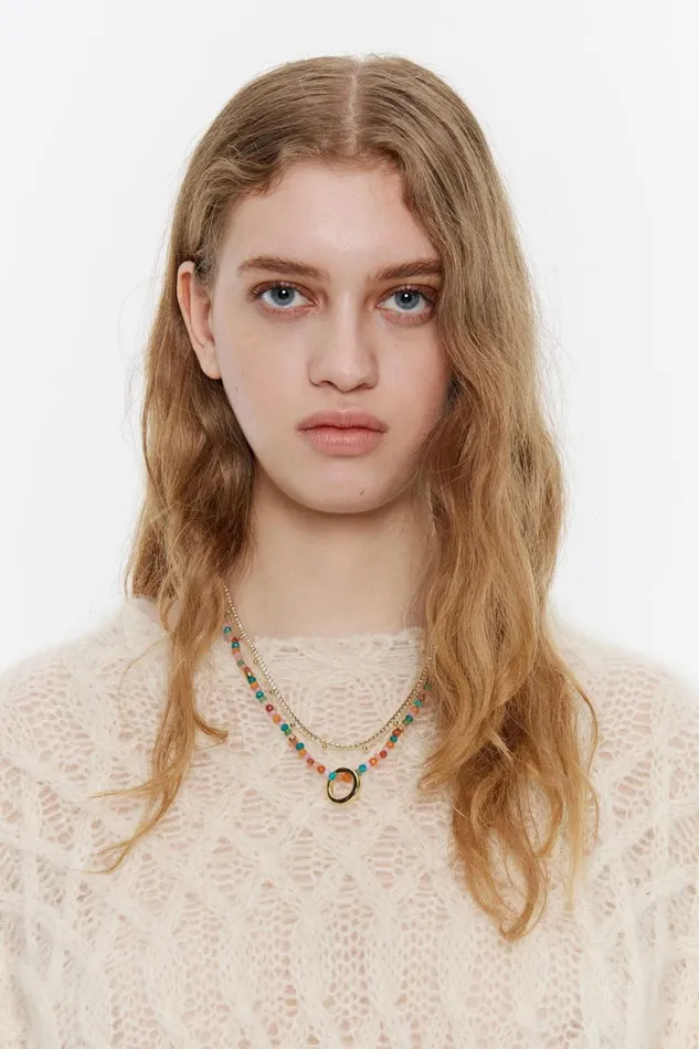 Multicolor Stones And Logo Necklace And Chain Gold Women Bimba Y Lola Jewelry Multicolor Stones And Logo Necklace And Chain Gold Women Bimba Y Lola Jewelry