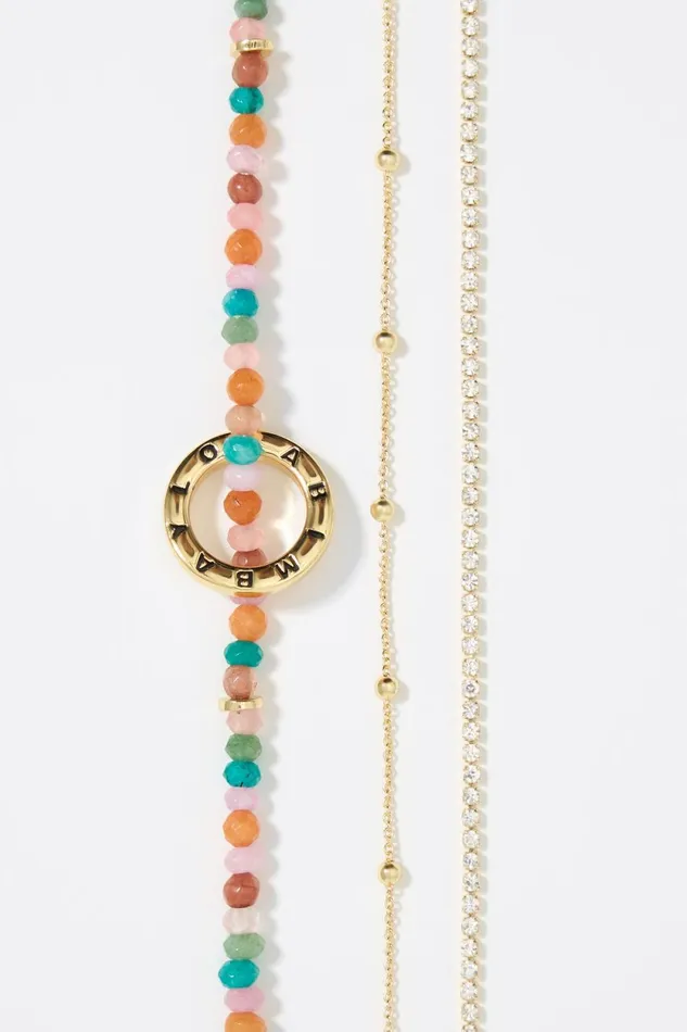 Multicolor Stones And Logo Necklace And Chain Gold Women Bimba Y Lola Jewelry Multicolor Stones And Logo Necklace And Chain Gold Women Bimba Y Lola Jewelry