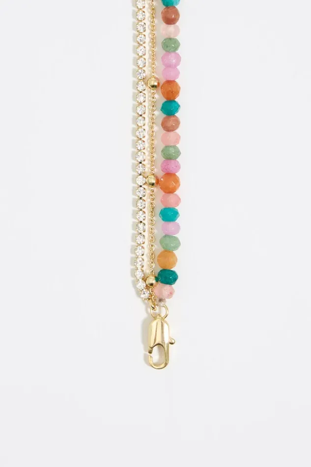 Multicolor Stones And Logo Necklace And Chain Gold Women Bimba Y Lola Jewelry Multicolor Stones And Logo Necklace And Chain Gold Women Bimba Y Lola Jewelry