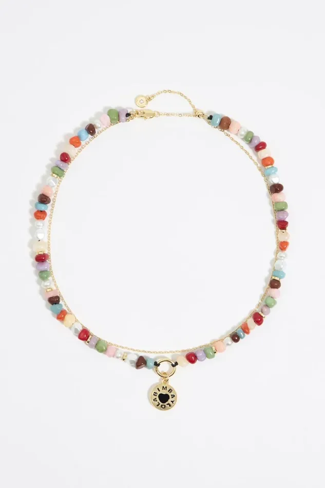 Multicolor Stones Candy Logo Necklace Gold Women Bimba Y Lola Jewelry