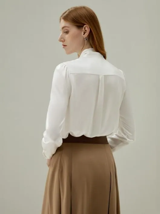 Natural Fabric Bowtie Neck Womens Silk Blouse Women Blouses Lilysilk Shirts