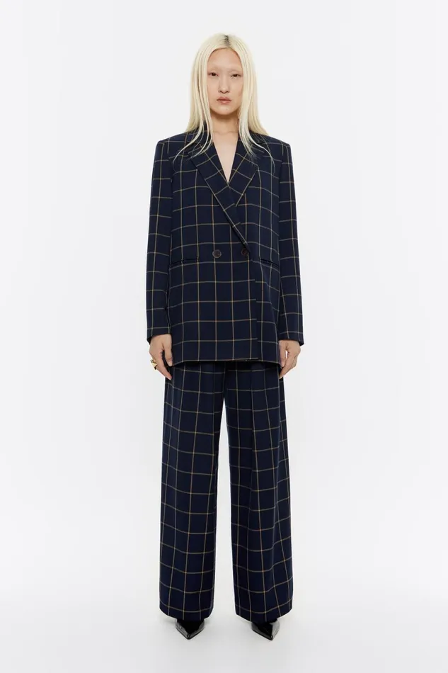 Navy Blue Checked Tailored Jacket Navy Women Bimba Y Lola Jackets And Blazers Navy Blue Checked Tailored Jacket Navy Women Bimba Y Lola Jackets And Blazers