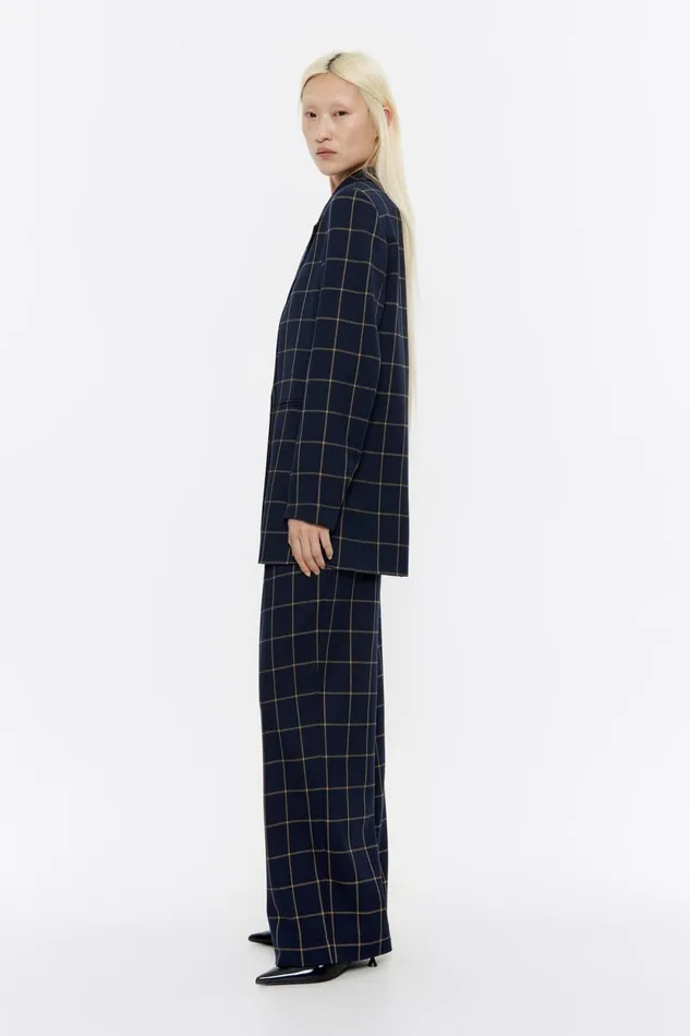 Navy Blue Checked Tailored Jacket Navy Women Bimba Y Lola Jackets And Blazers Navy Blue Checked Tailored Jacket Navy Women Bimba Y Lola Jackets And Blazers