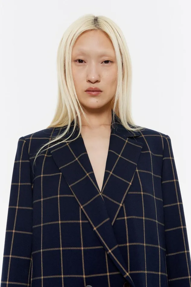 Navy Blue Checked Tailored Jacket Navy Women Bimba Y Lola Jackets And Blazers Navy Blue Checked Tailored Jacket Navy Women Bimba Y Lola Jackets And Blazers