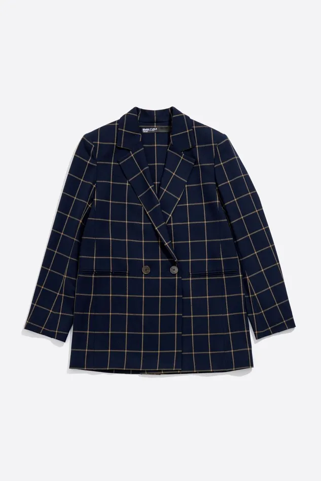 Navy Blue Checked Tailored Jacket Navy Women Bimba Y Lola Jackets And Blazers Navy Blue Checked Tailored Jacket Navy Women Bimba Y Lola Jackets And Blazers