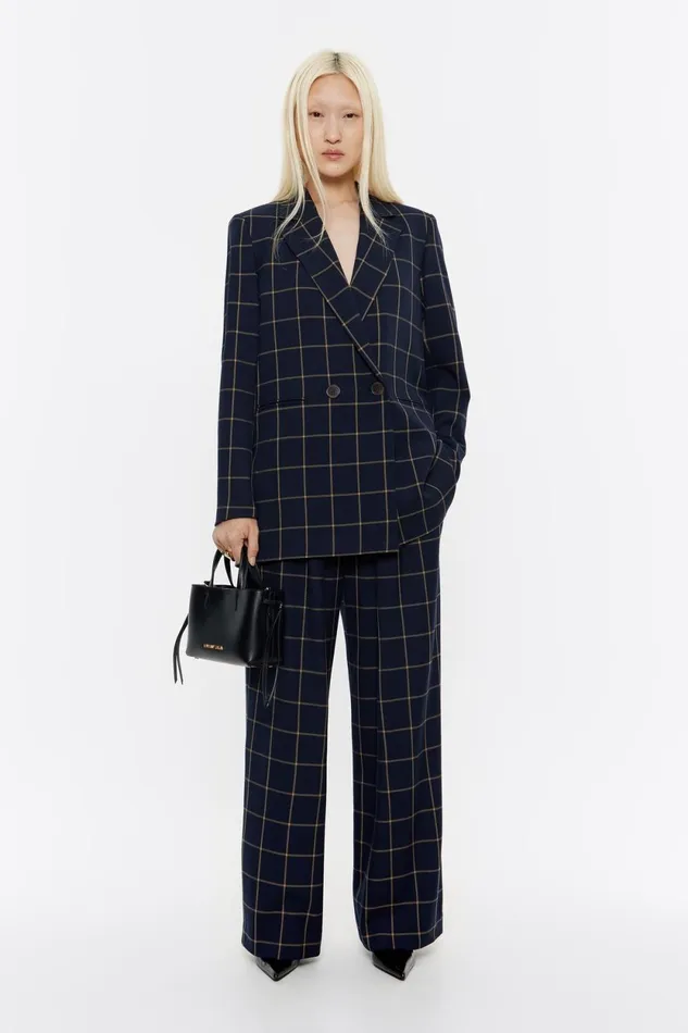 Navy Blue Checked Tailored Jacket Navy Women Bimba Y Lola Jackets And Blazers Navy Blue Checked Tailored Jacket Navy Women Bimba Y Lola Jackets And Blazers