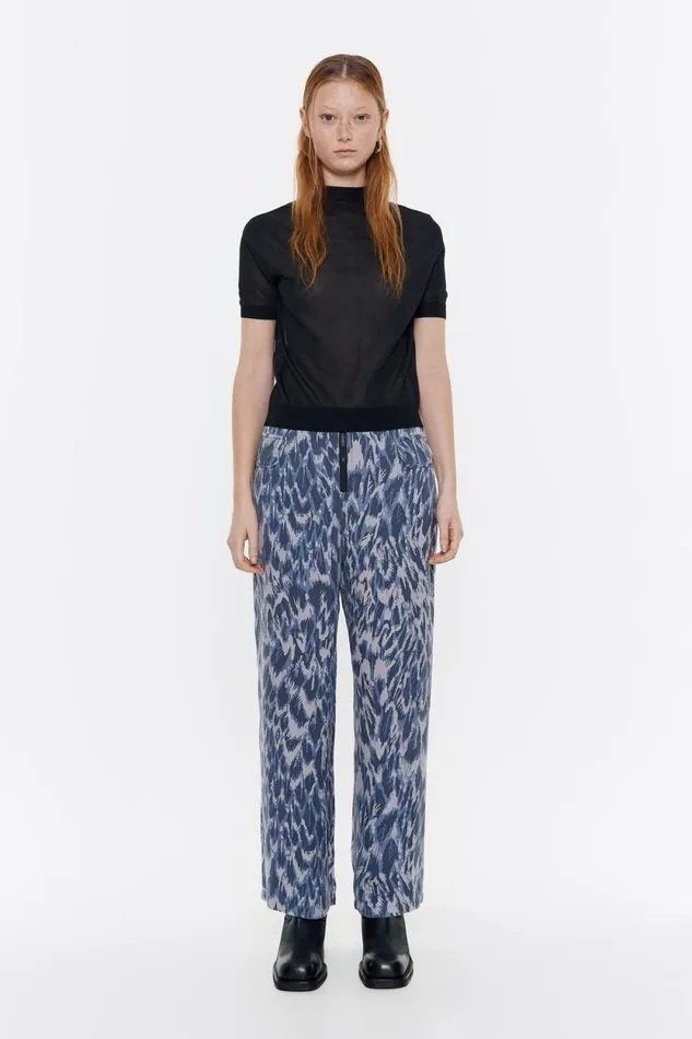 Navy Blue Print Plumancha Fluid Trousers Plumancha Navy Women Bimba Y Lola Trousers