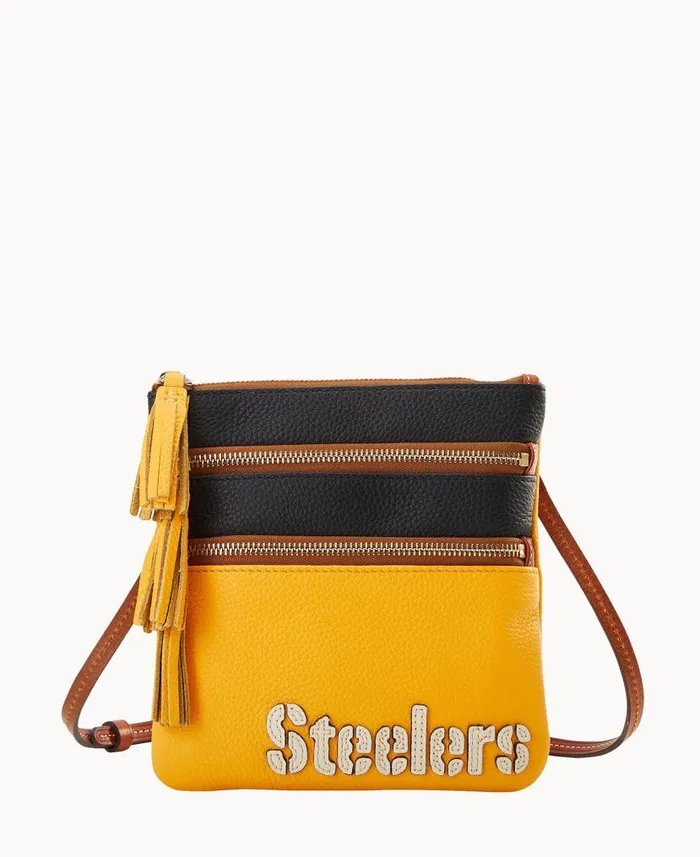 NFL Steelers Triple Zip Crossbody Steelers Woman Dooney and Bourke Crossbodies