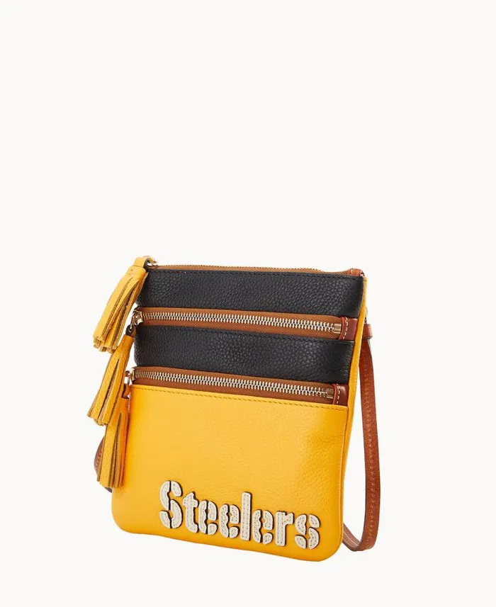 NFL Steelers Triple Zip Crossbody Steelers Woman Dooney and Bourke Crossbodies NFL Steelers Triple Zip Crossbody Steelers Woman Dooney and Bourke Crossbodies