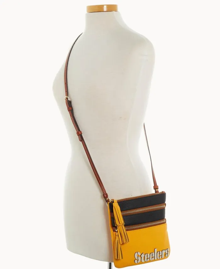 NFL Steelers Triple Zip Crossbody Steelers Woman Dooney and Bourke Crossbodies NFL Steelers Triple Zip Crossbody Steelers Woman Dooney and Bourke Crossbodies