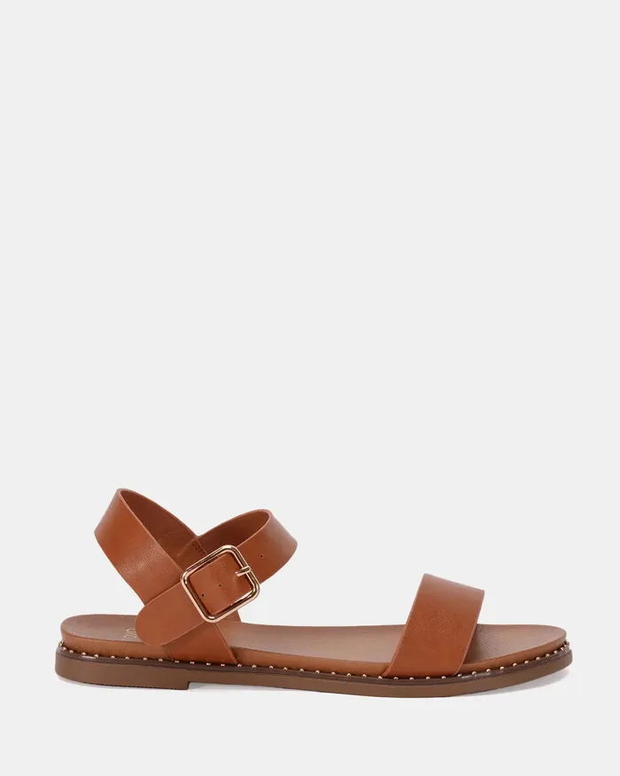 NOVO Shoes Flat Sandals Women TRAINOR TAN Strappy Sandals
