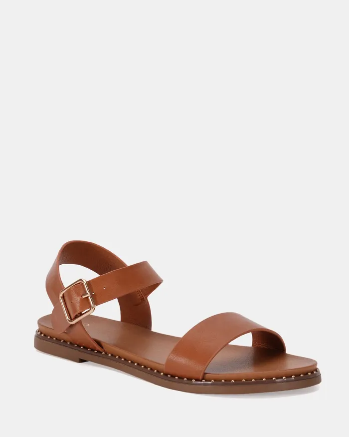 NOVO Shoes Flat Sandals Women TRAINOR TAN Strappy Sandals