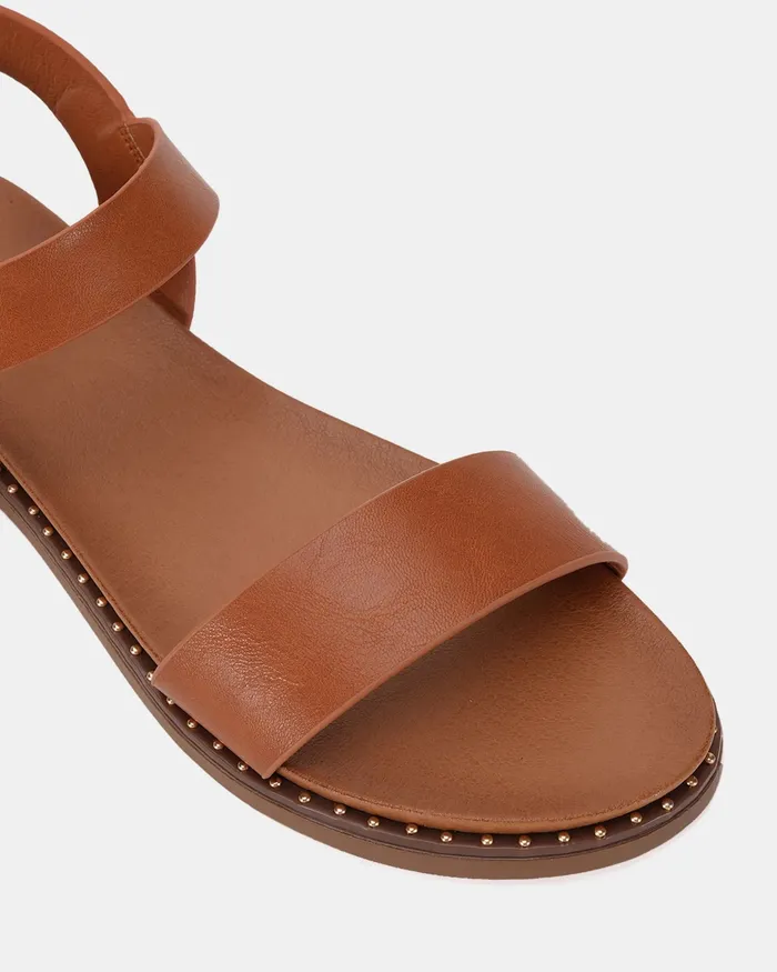 NOVO Shoes Flat Sandals Women TRAINOR TAN Strappy Sandals