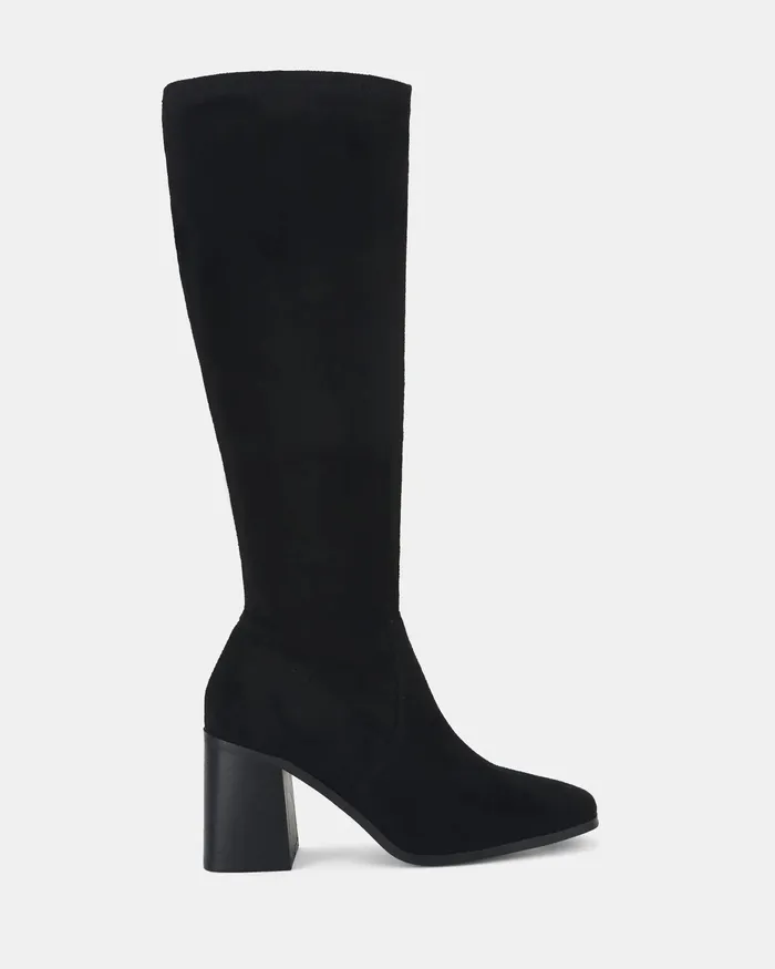 NOVO Shoes Knee High Boots Women OZZY Black Suede Long Boots