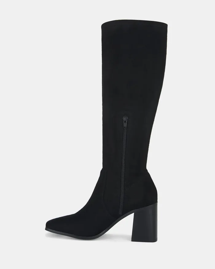 NOVO Shoes Knee High Boots Women OZZY Black Suede Long Boots