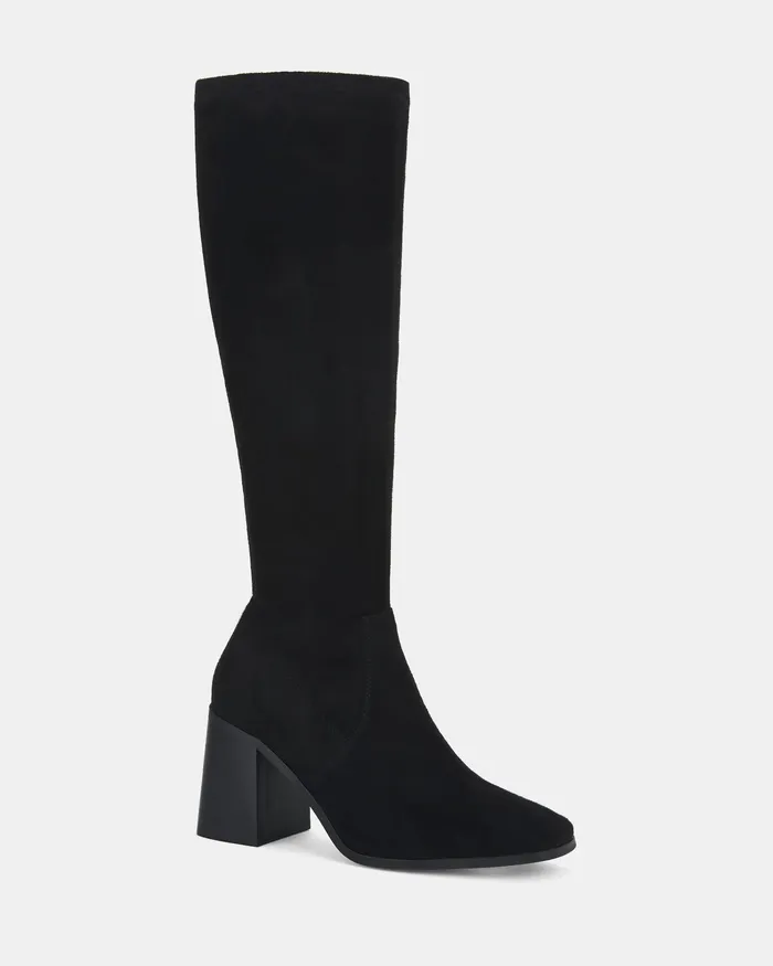 NOVO Shoes Knee High Boots Women OZZY Black Suede Long Boots