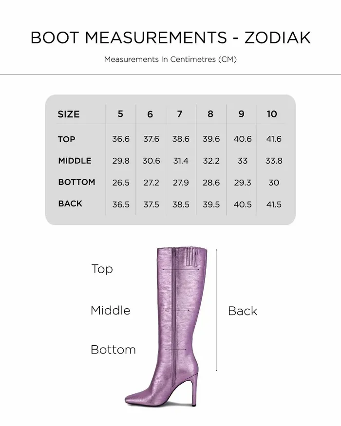 NOVO Shoes Knee High Boots Women ZODIAK SILVER CROC