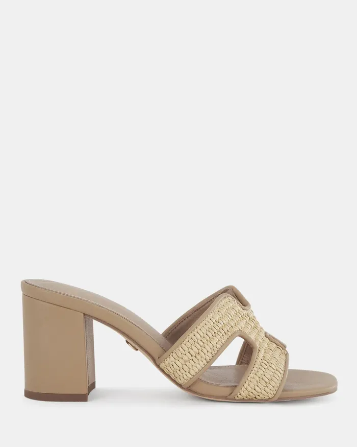 NOVO Shoes Peep Toes Women FRANCINE RAFFIA Mules