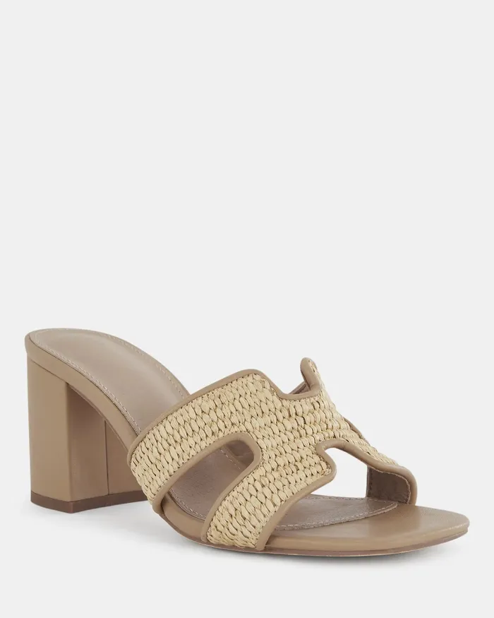 NOVO Shoes Peep Toes Women FRANCINE RAFFIA Mules