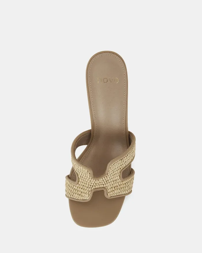 NOVO Shoes Peep Toes Women FRANCINE RAFFIA Mules