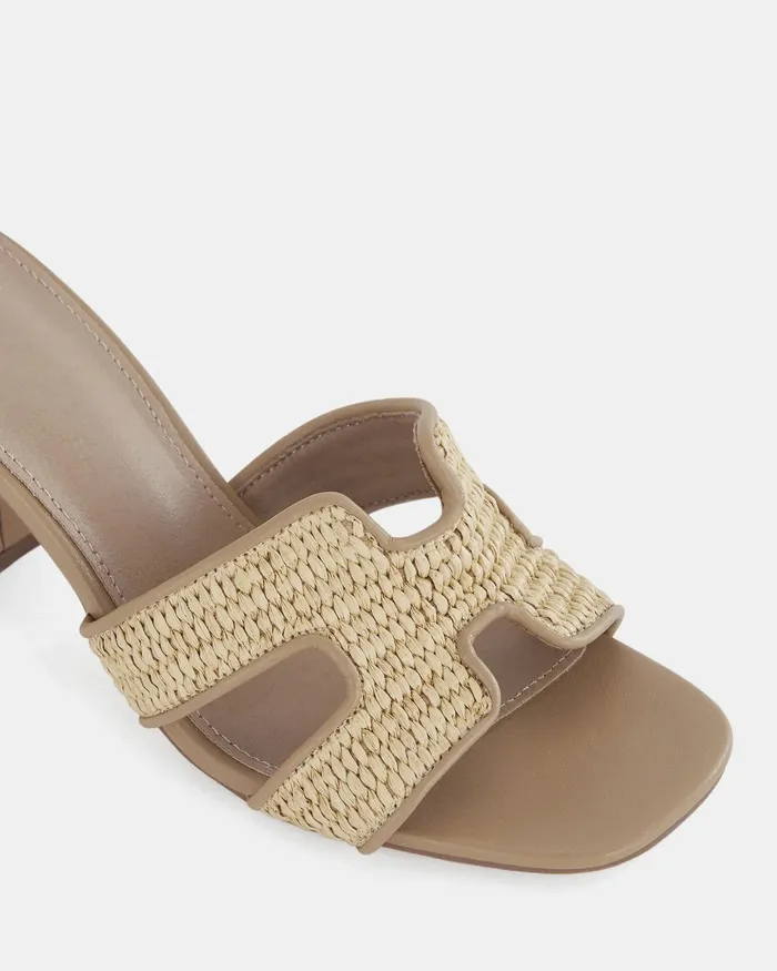 NOVO Shoes Peep Toes Women FRANCINE RAFFIA Mules
