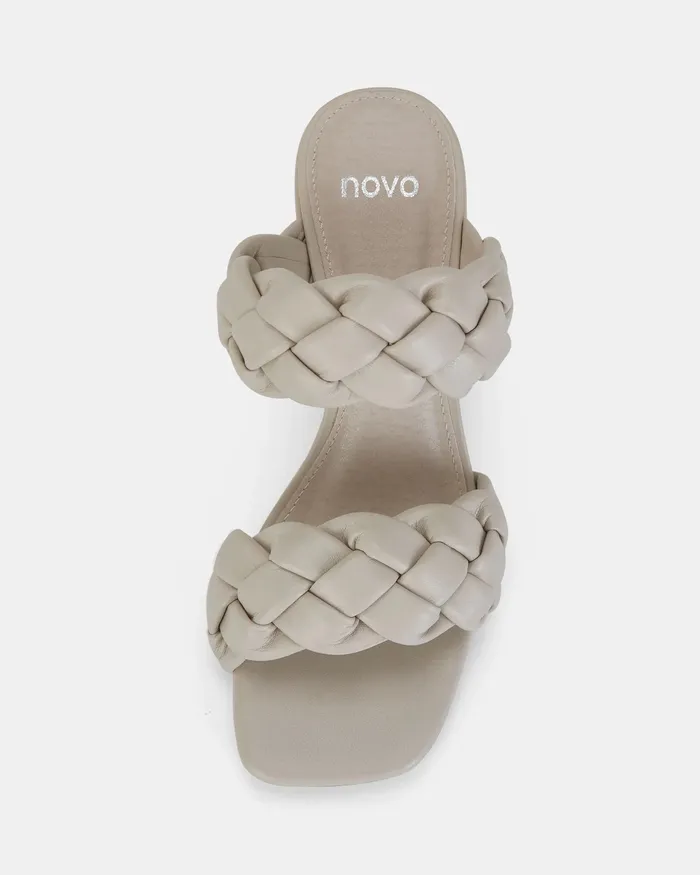 NOVO Shoes UGANDAN CREAM Heeled Sandals Women Block Heels