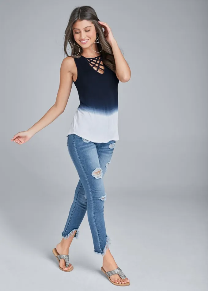 OMBRE STRAPPY TOP Navy Multi Women VENUS Casual Tops