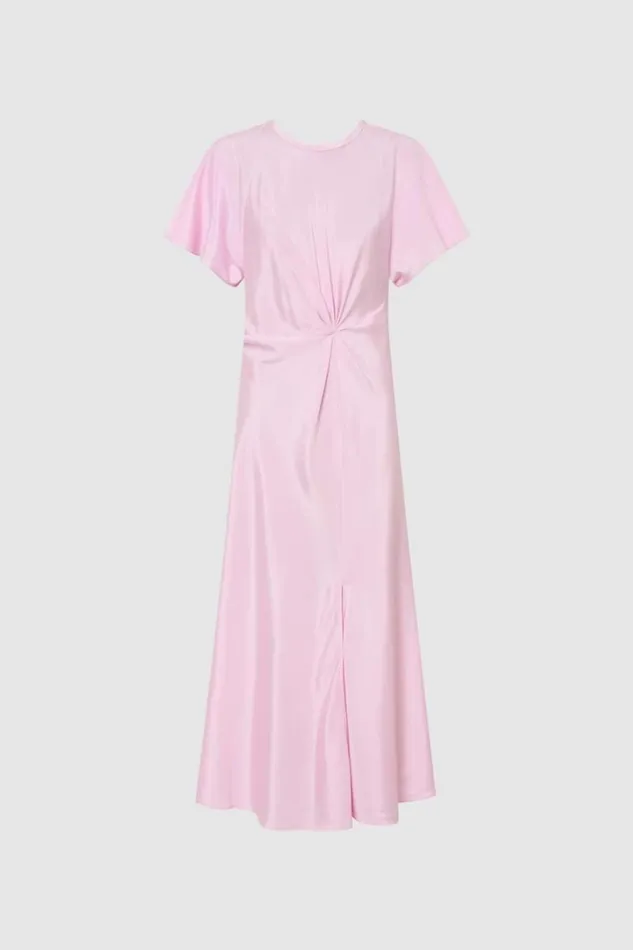 Oroton Drape Front Dress Pink Rose Women Dresses