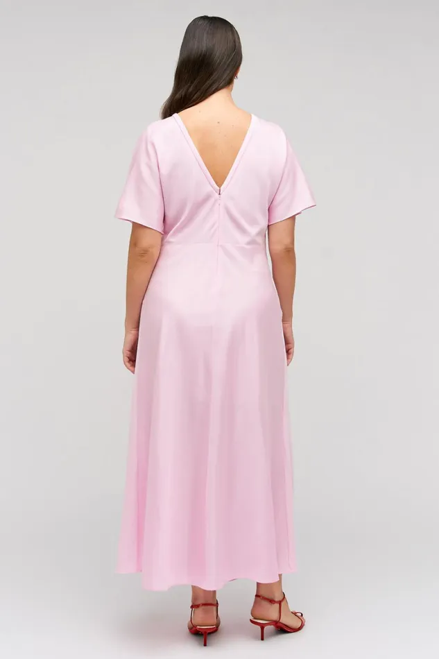Oroton Drape Front Dress Pink Rose Women Dresses Oroton Drape Front Dress Pink Rose Women Dresses