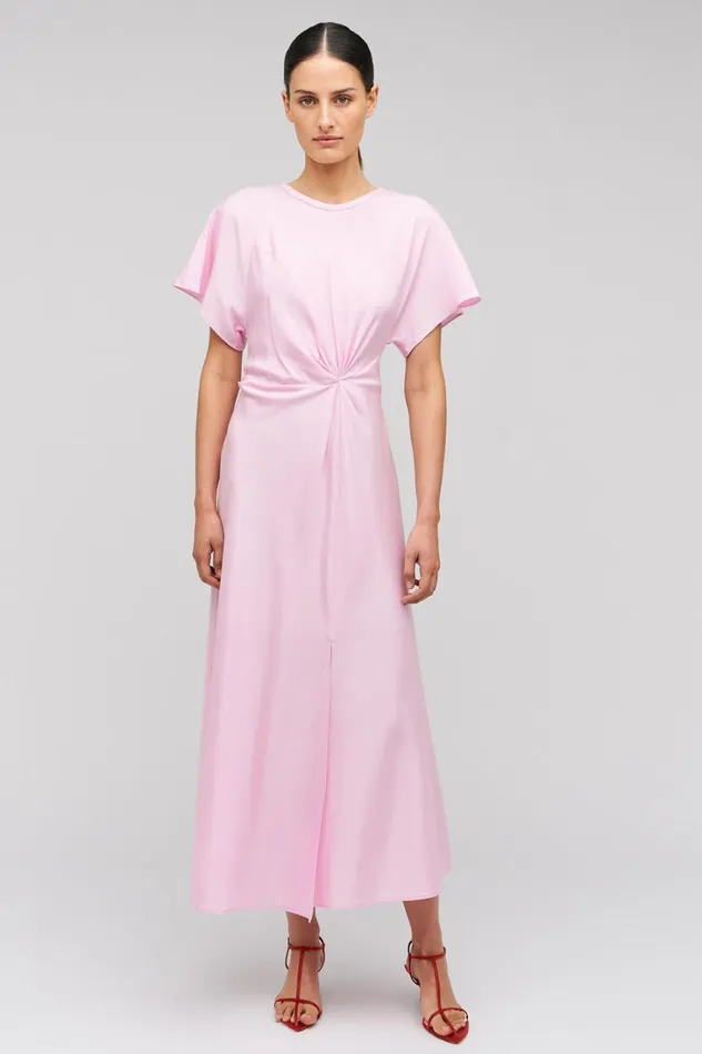 Oroton Drape Front Dress Pink Rose Women Dresses Oroton Drape Front Dress Pink Rose Women Dresses