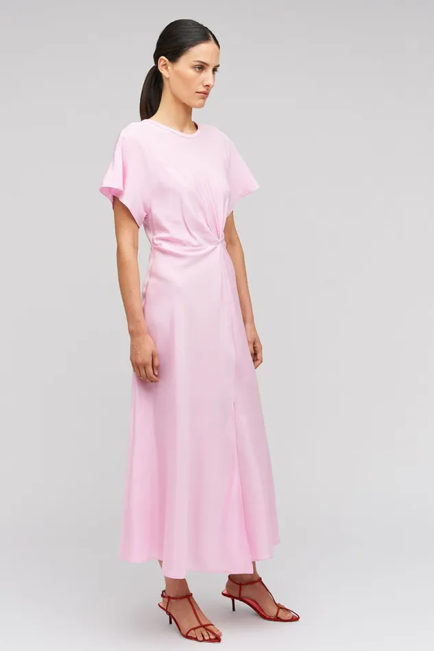 Oroton Drape Front Dress Pink Rose Women Dresses Oroton Drape Front Dress Pink Rose Women Dresses
