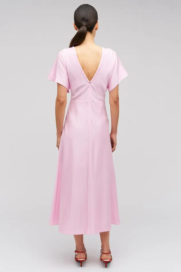 Oroton Drape Front Dress Pink Rose Women Dresses Oroton Drape Front Dress Pink Rose Women Dresses