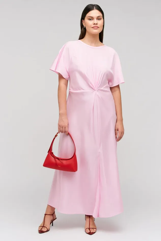 Oroton Drape Front Dress Pink Rose Women Dresses Oroton Drape Front Dress Pink Rose Women Dresses