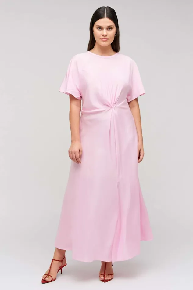 Oroton Drape Front Dress Pink Rose Women Dresses Oroton Drape Front Dress Pink Rose Women Dresses