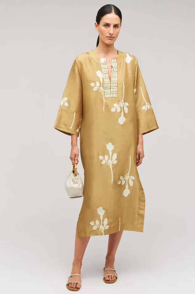 Oroton Embellished Rosebud Dress Camel Women Dresses Oroton Embellished Rosebud Dress Camel Women Dresses