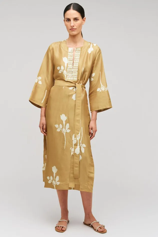 Oroton Embellished Rosebud Dress Camel Women Dresses Oroton Embellished Rosebud Dress Camel Women Dresses