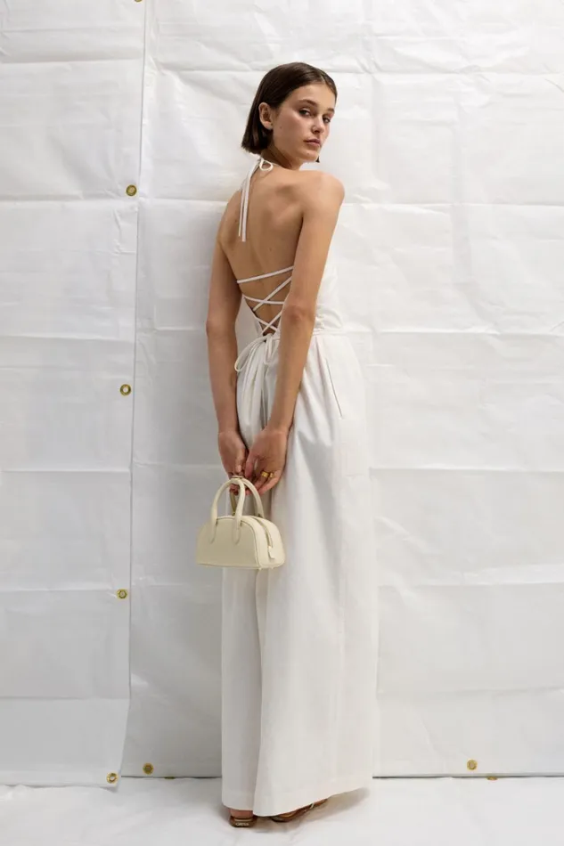 Oroton Eyelet Detail Long Halter Dress White Women Dresses Oroton Eyelet Detail Long Halter Dress White Women Dresses