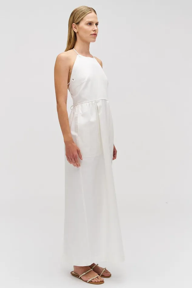 Oroton Eyelet Detail Long Halter Dress White Women Dresses Oroton Eyelet Detail Long Halter Dress White Women Dresses