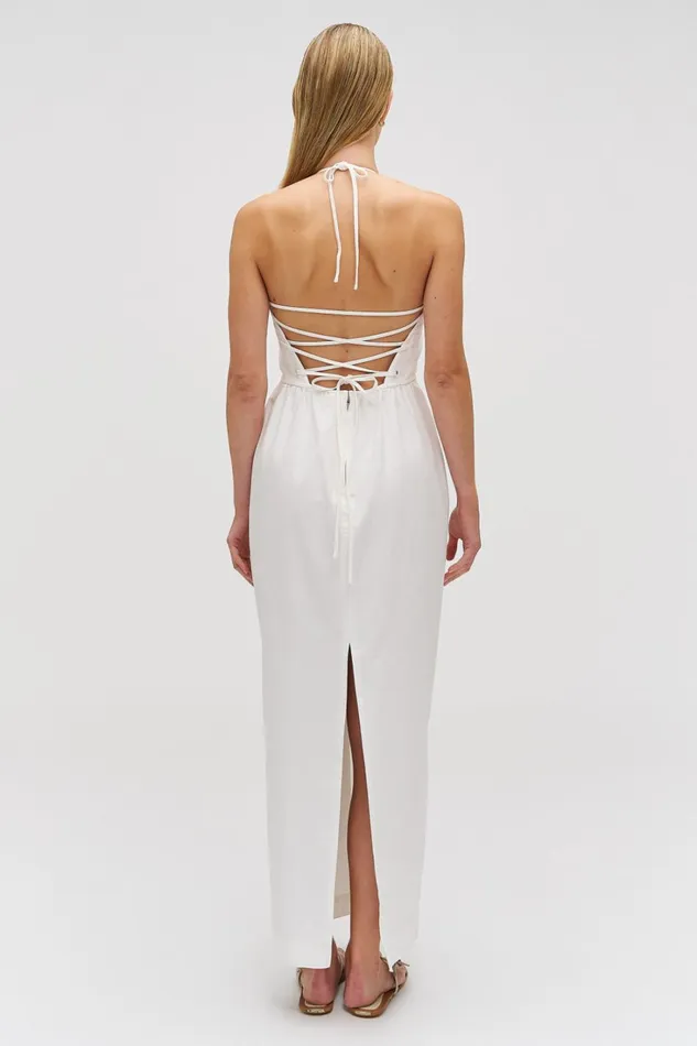 Oroton Eyelet Detail Long Halter Dress White Women Dresses Oroton Eyelet Detail Long Halter Dress White Women Dresses
