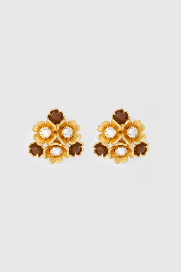 Oroton Flora Earrings Worn Gold Women Jewellery