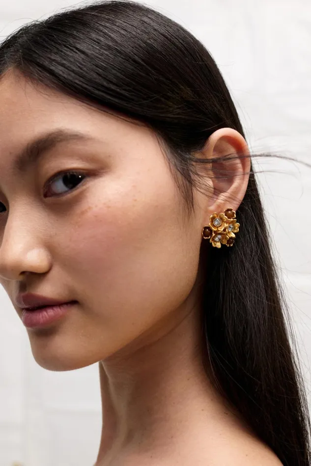 Oroton Flora Earrings Worn Gold Women Jewellery Oroton Flora Earrings Worn Gold Women Jewellery